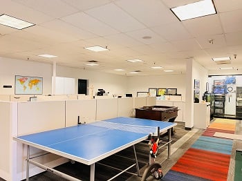 Valutek Office: Large Area Divided with Office Cubicles, Table Tennis, and Foosball Table